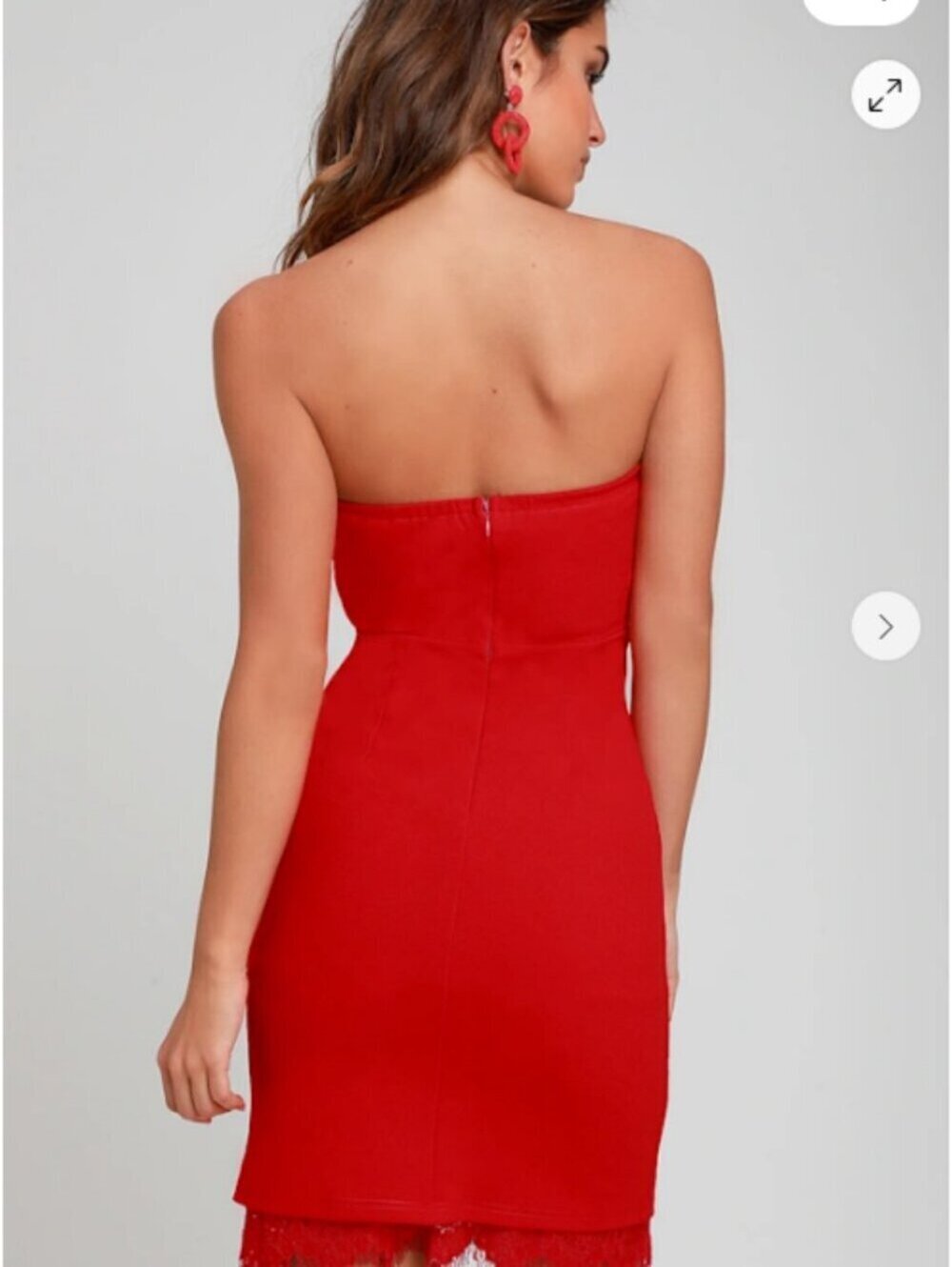 NWT | Lulus | M | Mateo Red Lace Strapless Bodycon Dress - Picture 2 of 8